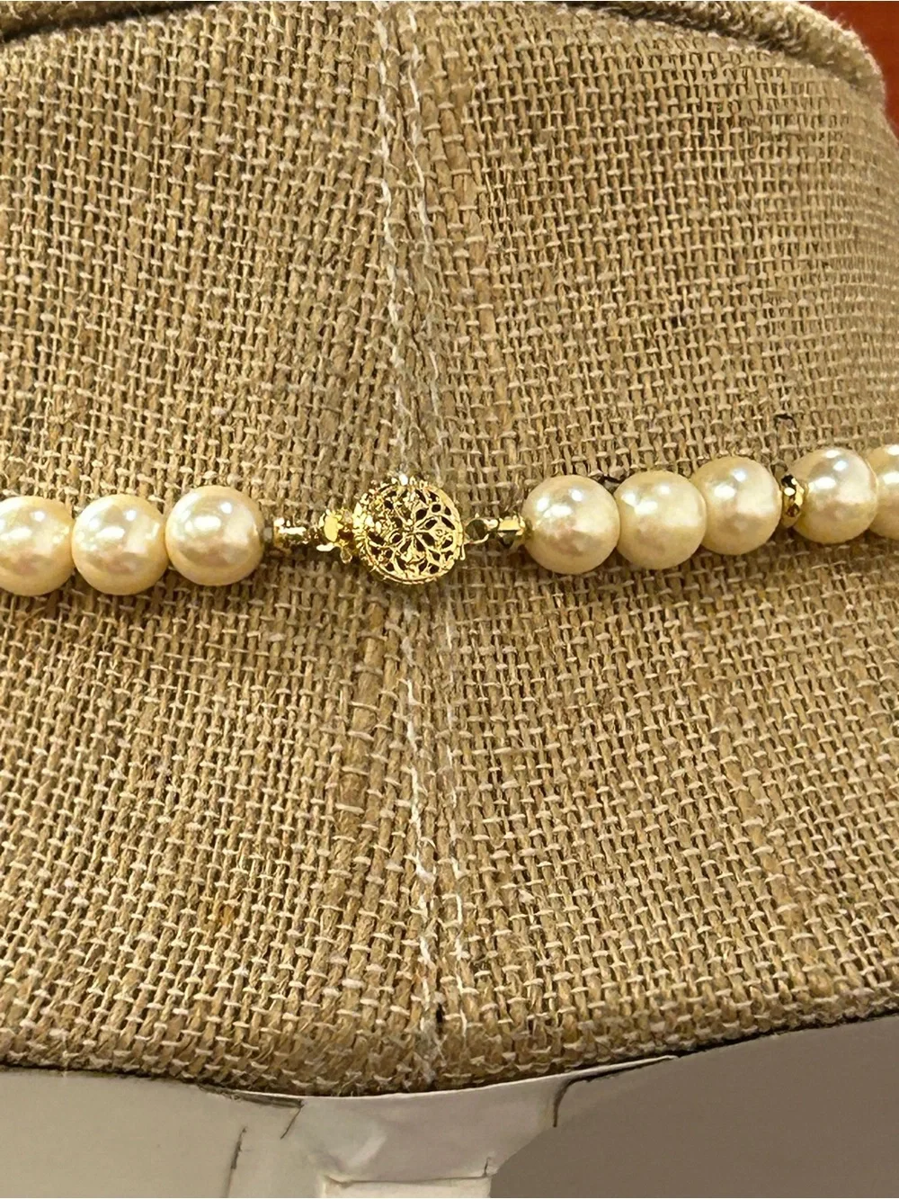 Faux pear necklace gold accents